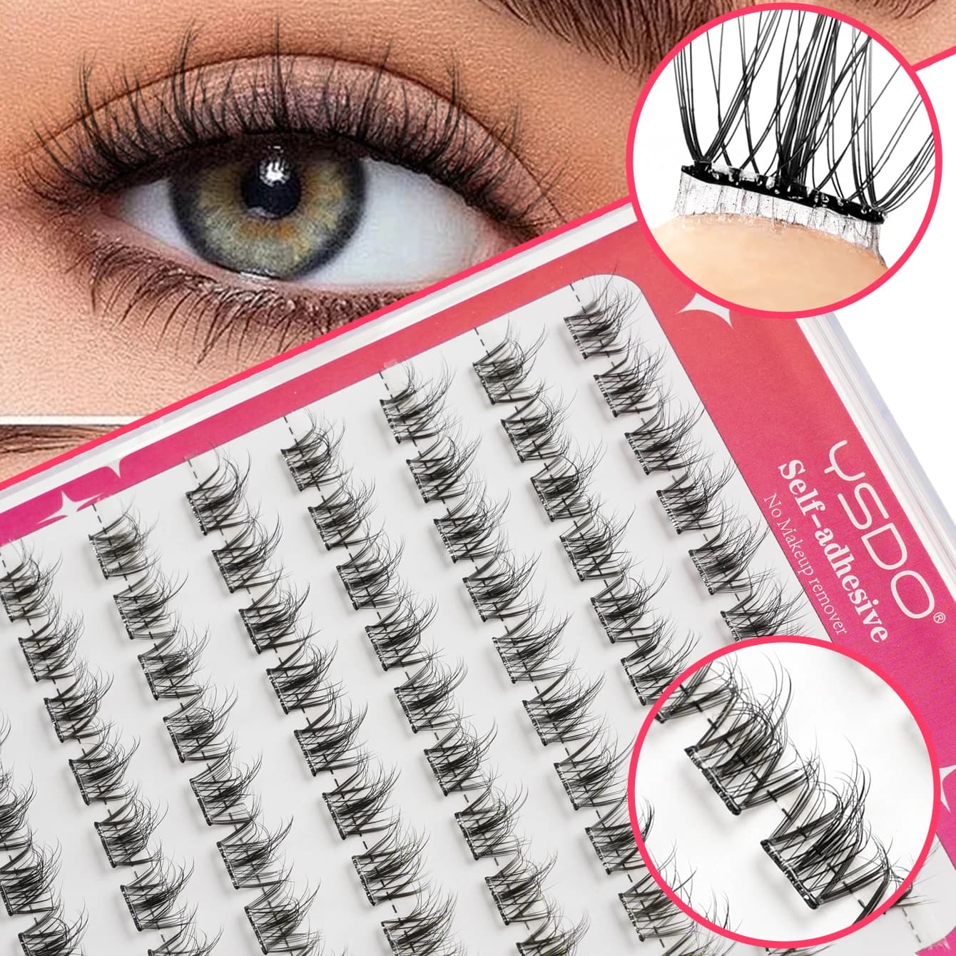 New clusters of self-adhesive eyelashes 100 extensions of self-adhesive eyelashes self-adhesive eyelashes individual natural look reusable