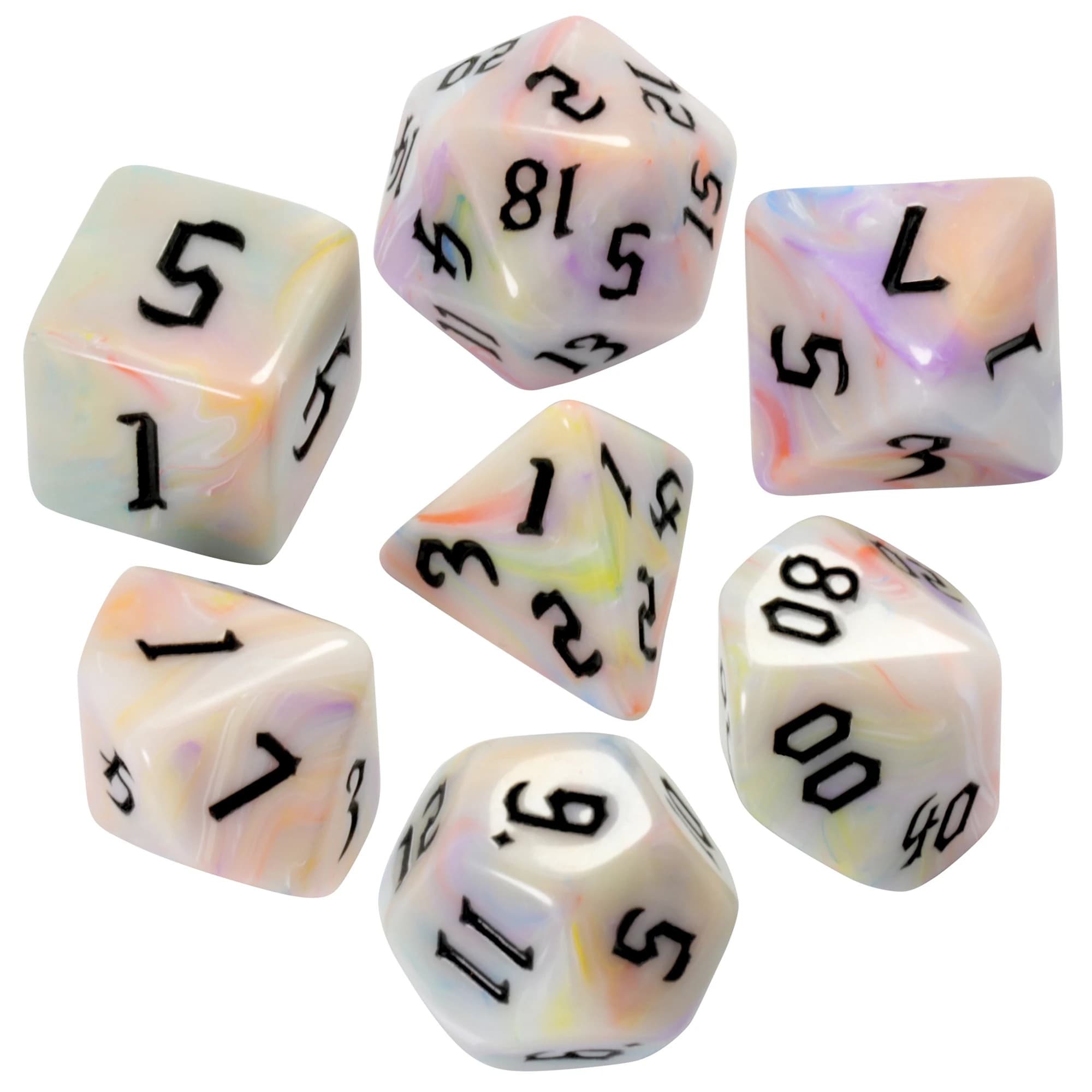 Set di Dadi DND per Giochi di Ruolo, 7 Pezzi: D4, D6, D8, D10, D10%, D12, D20 per Intrattenimento e Giochi di Ruolo