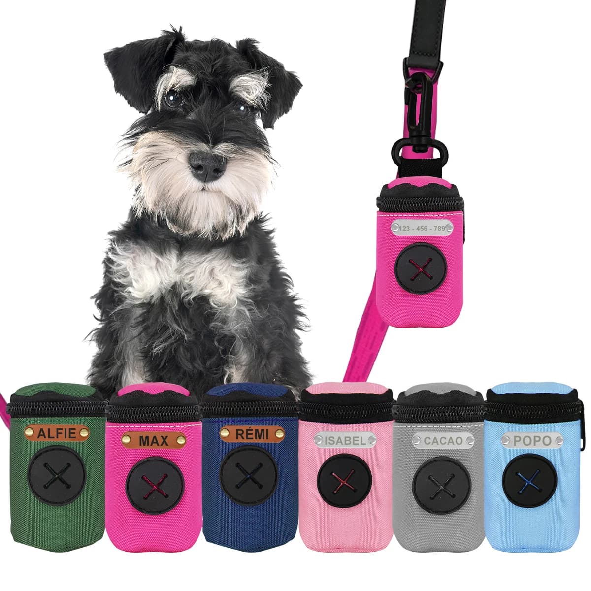 Dispenser per sacchetti per rifiuti domestici con etichette Porta sacchetti impermeabile per cacca di cani per uso esterno, informazioni personalizzabili, (borse non incluse)
