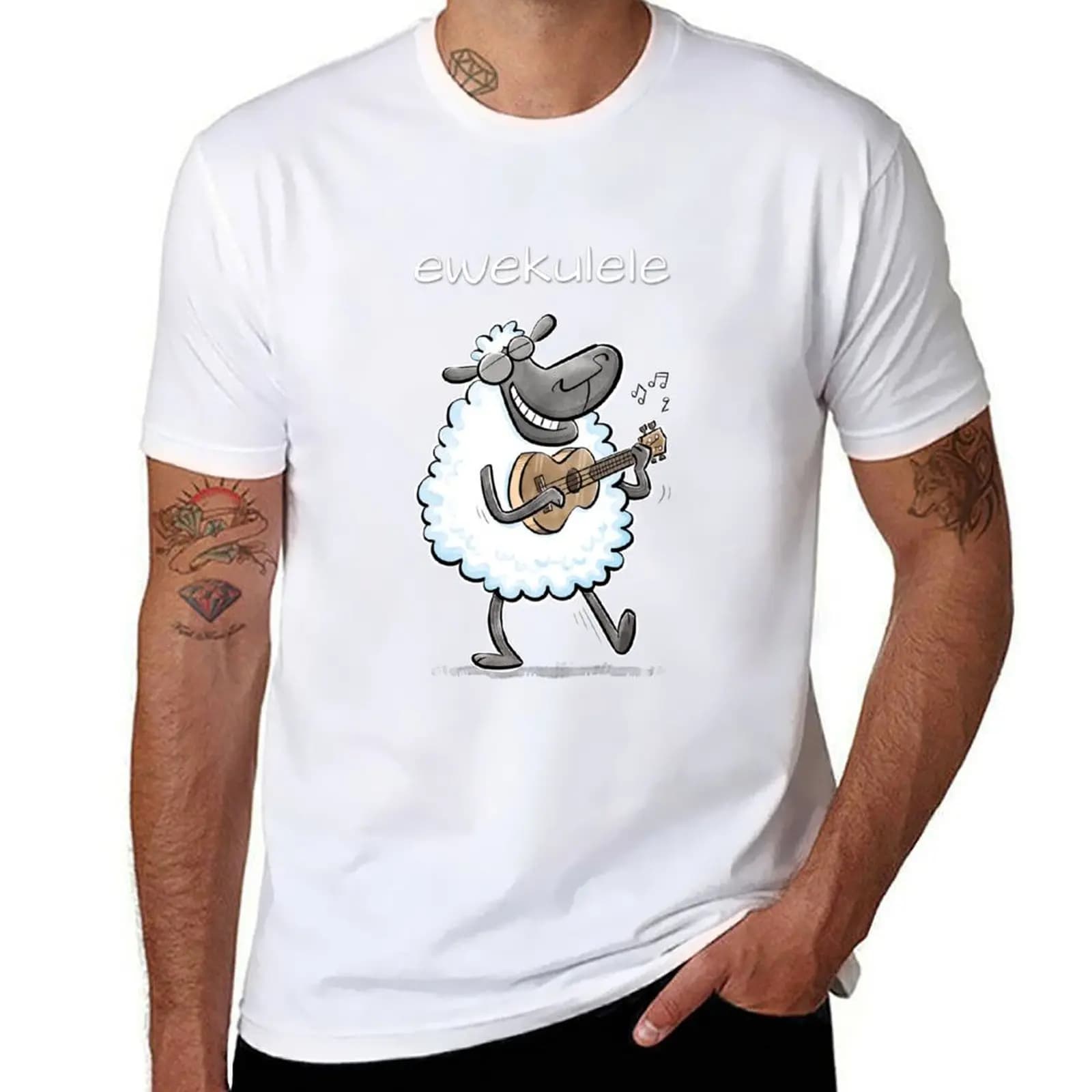 Ewekulele - una pecora e un ukulele T-shirt t-shirt uomo casual magliette grafiche da uomo T-shirt