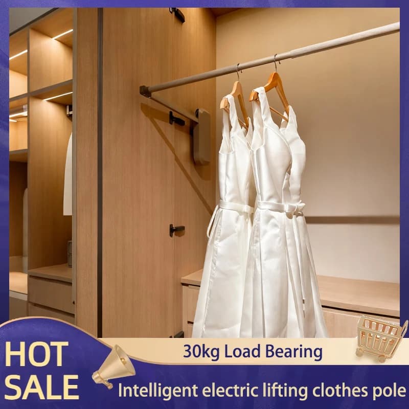 Automatic Electric Telescopic Auction for Hanging Dresses with Intelligent Sensor for Cabinet Organization and Easy Storage