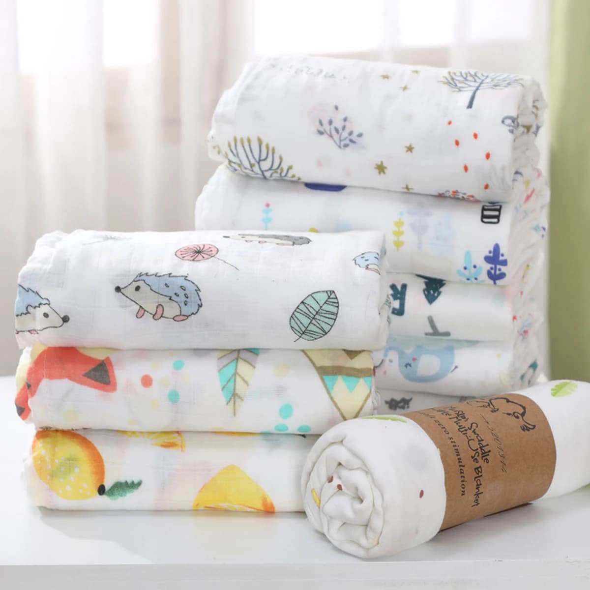 Swaddle coperta per neonato coperta in mussola lenzuolo asciugamano da bagno per bambini funzioni Multi design trapunta per neonato avvolgente per bambini