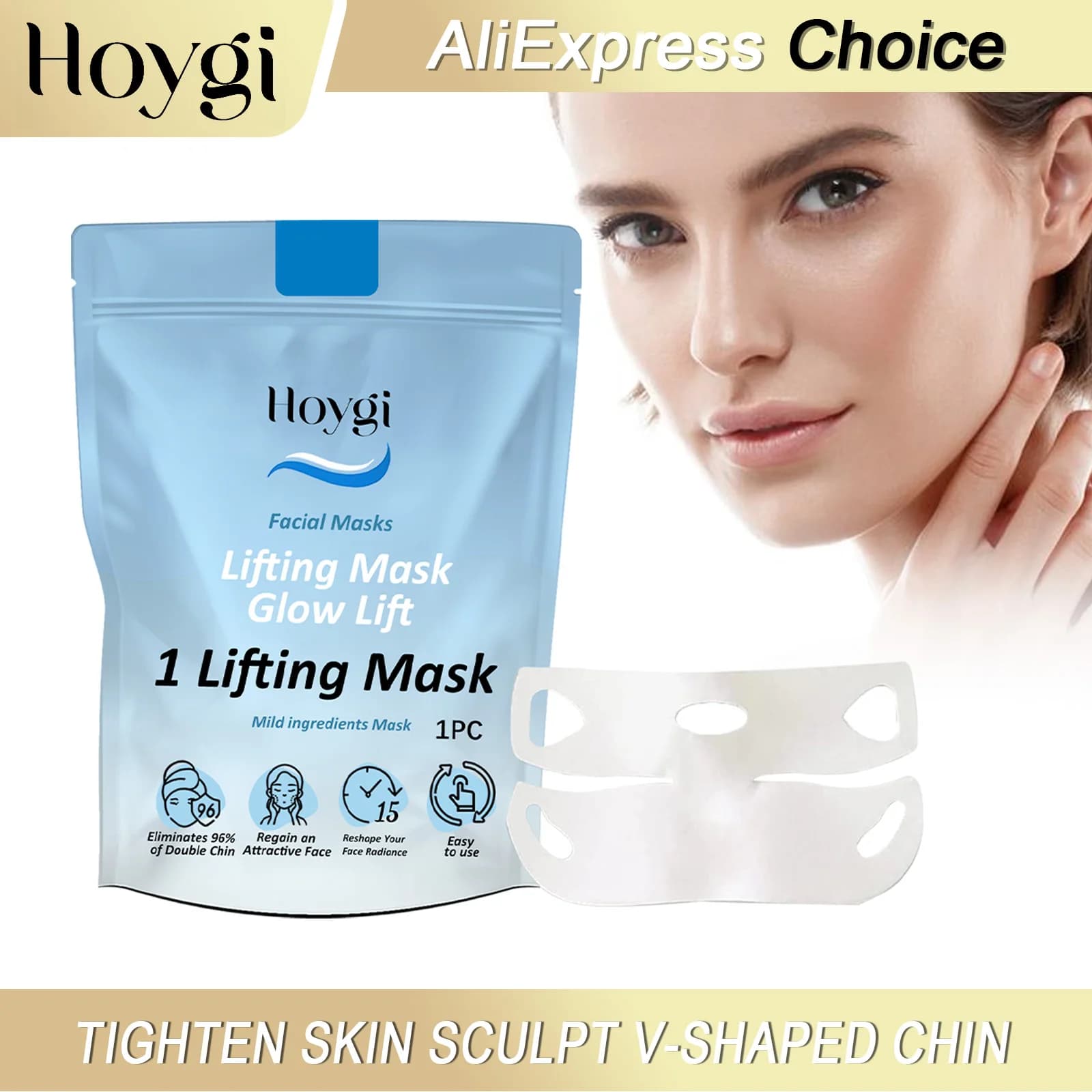 HOYGI V Shape Lifting Mask for Face Lifting Men's Razor Skin Cheeses Collagen Increases Skin Elasticity Applied Eye Massage for Face Care