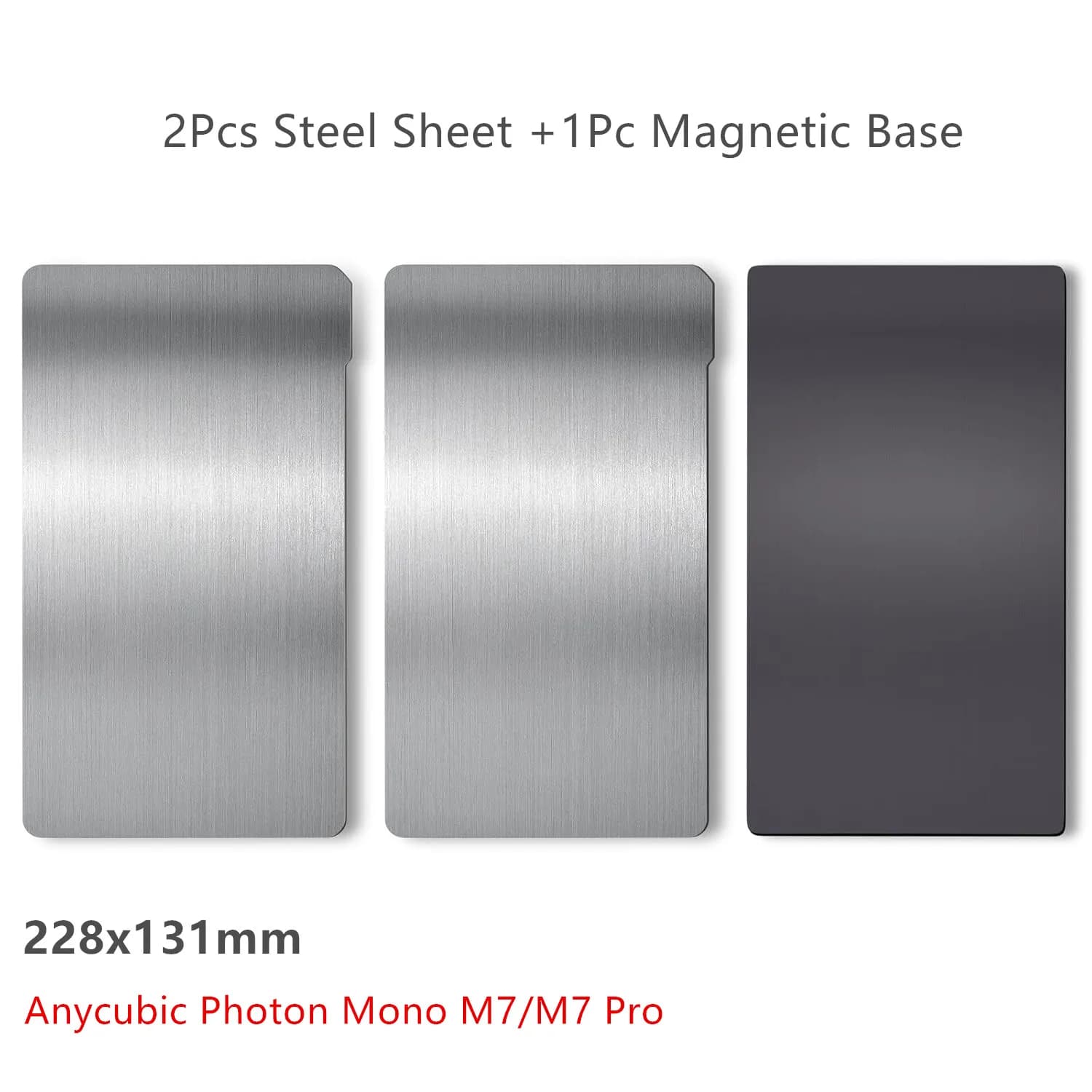 ENERGETIC 3D Printer 228x131mm 2Pcs Flexible Steel Sheet +1Pc Magnetic Base for Anycubic Photon Mono M7/M7 Pro Resin 3D Printer