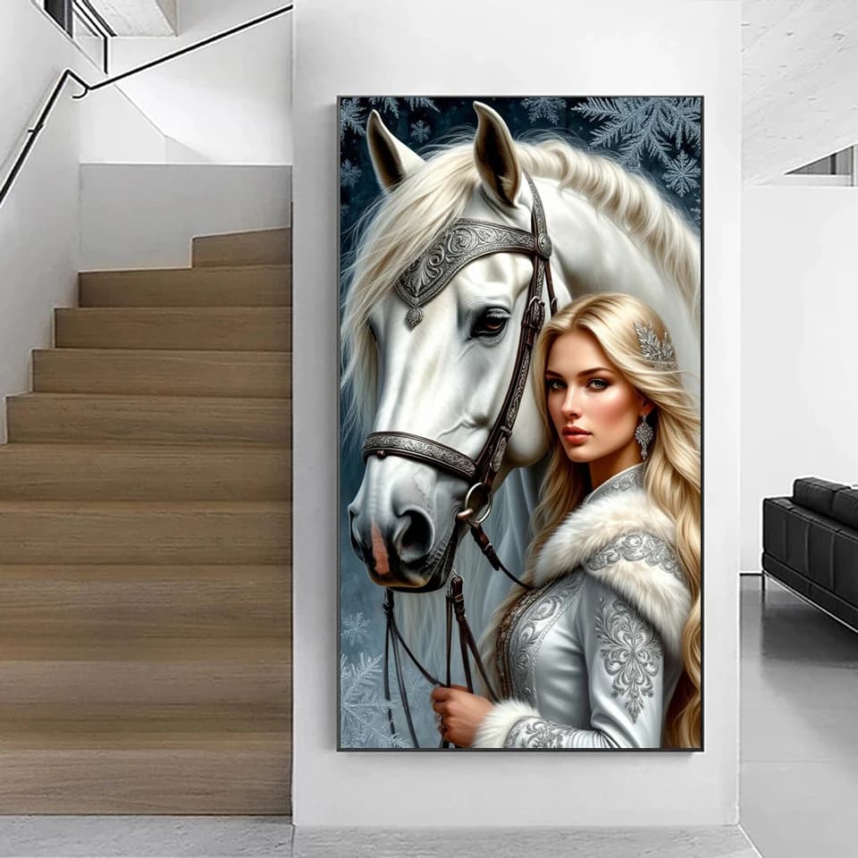 New 2026 Diamond Painting Art Woman And Horse 5D DIY Full Diamond Embroidery Cross Stitch Kits Elf Mosaic Home Decoration