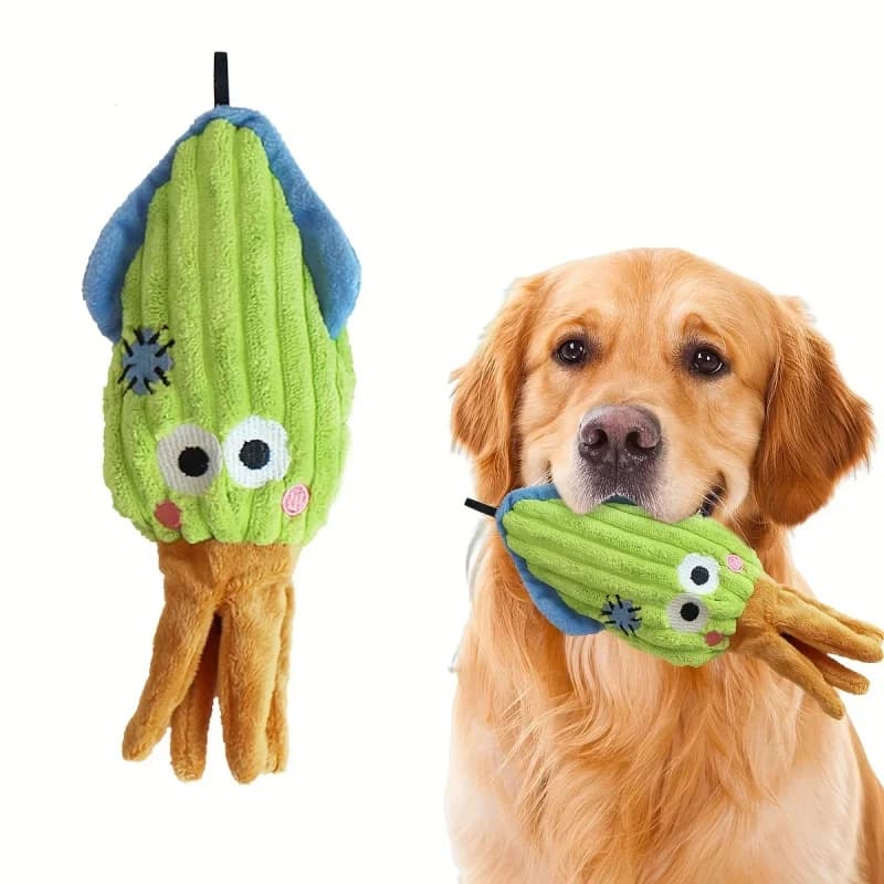 Giocattolo per cani in peluche a forma di granchio, squalo, cavalluccio marino, resistente ai morsi, con squeaker, in velluto a coste, per cani, cuccioli, animali domestici, accessori per l'addestramento