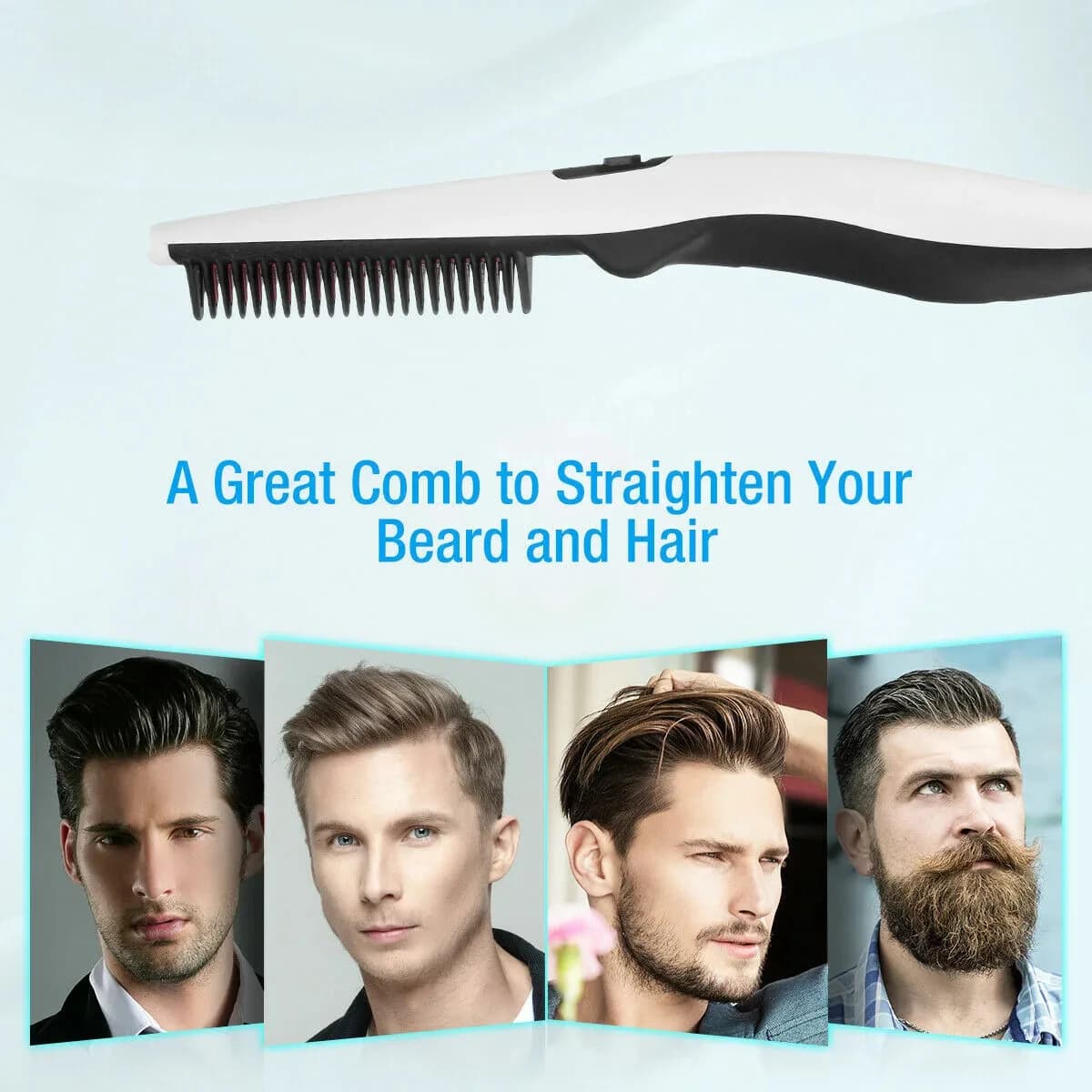 Electric Portable Hair Straightening Comb Negative Ion Technology Beard Straightener White Smooth Silky Hair Hairdressing Comb