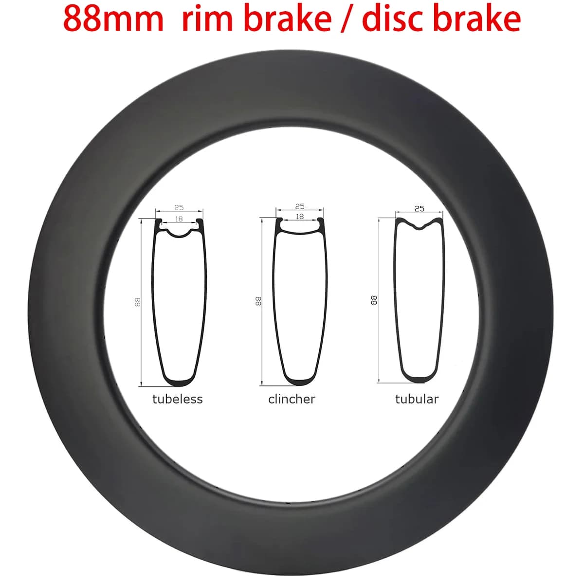 88mm copertoncino Tubeless tubolare 700c ruota per bicicletta da strada 25mm 26mm cerchio disco freno UD 3K 12K marmo bici Fixie Track Triathlon TT