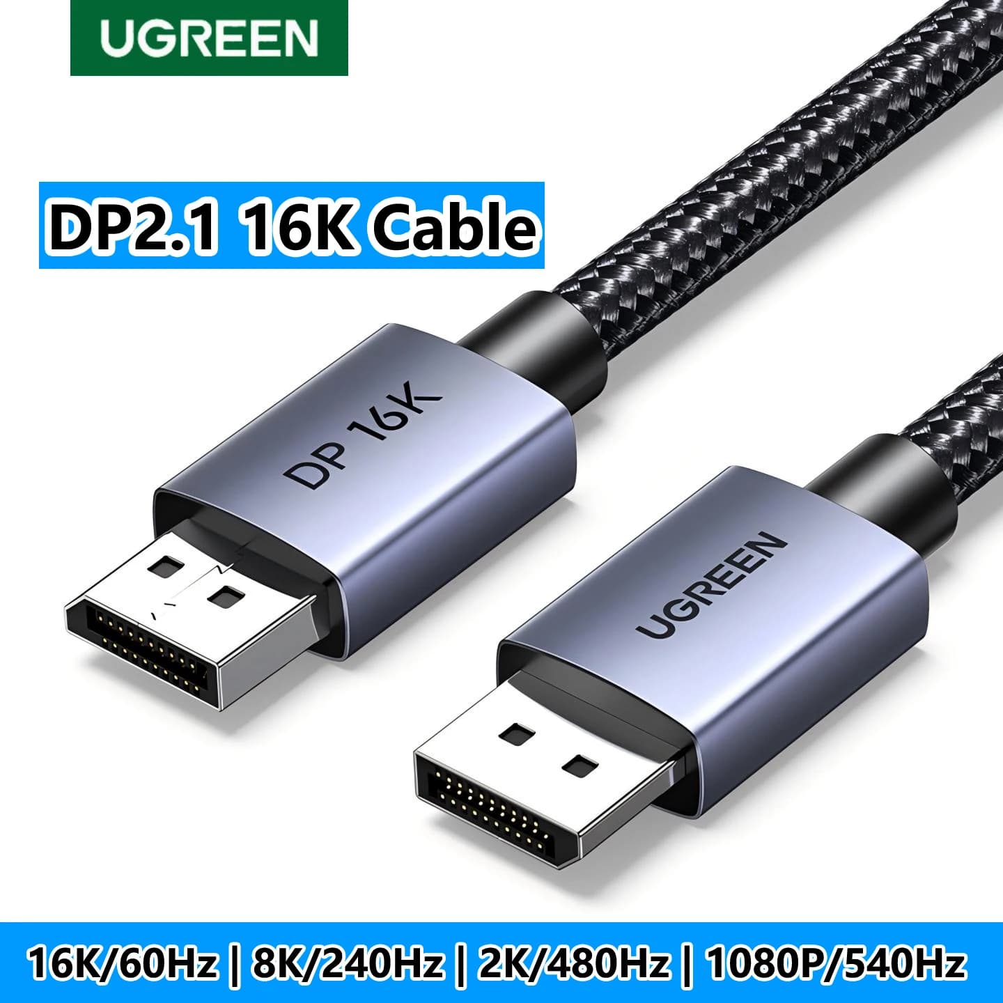 UGREEN DisplayPort 1.4 DP 2.1 Male Video Cable HDR 16K@60Hz 8K@120Hz 80Gpbs Braided 1m 1.5m 2m 3m Monitor PC Laptop TV Switch PS
