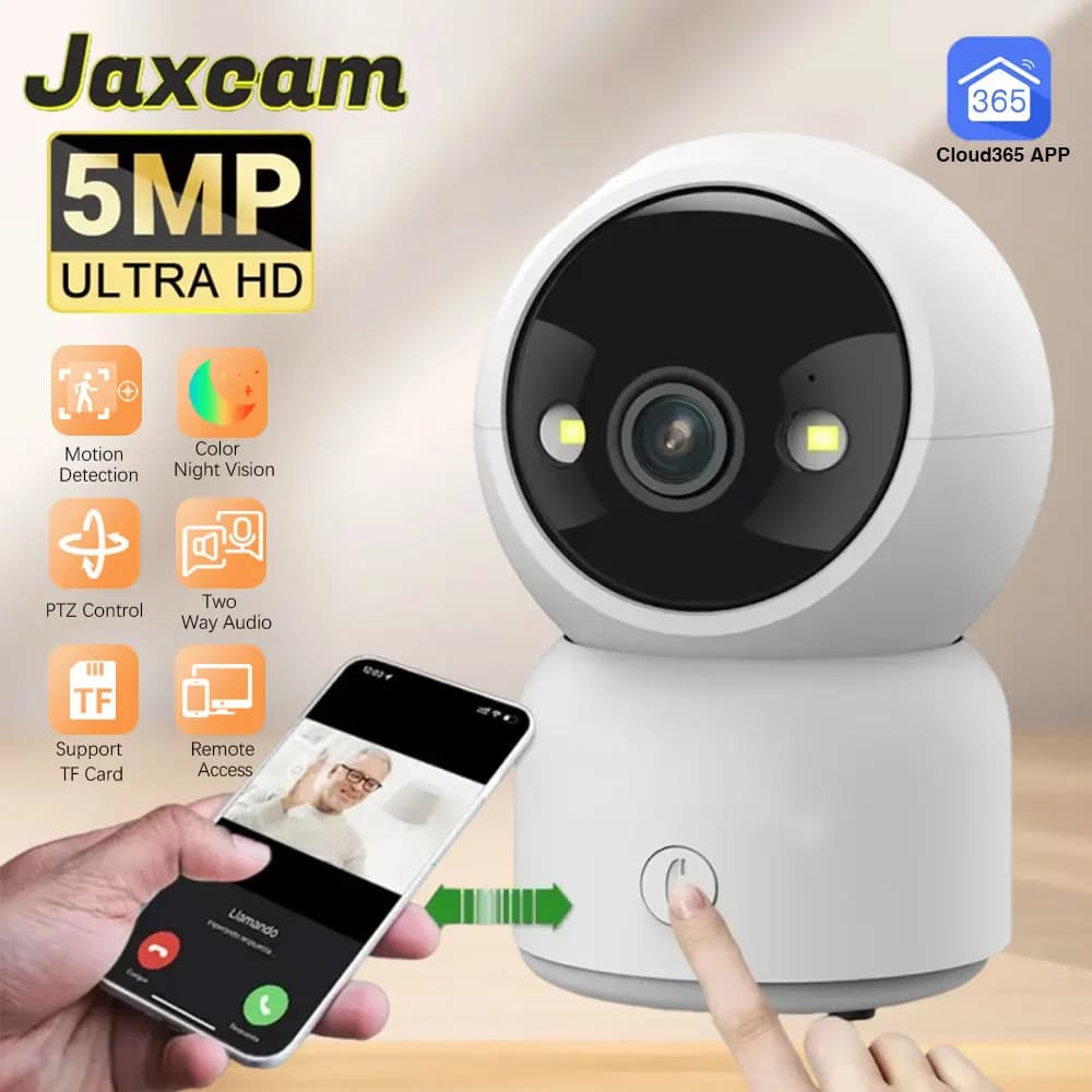 5MP One-touch Call Baby Monitor 2K WiFi PTZ Telecamera Rilevazione del movimento Visione notturna a colori Sicurezza IP CCTV Sorveglianza domestica