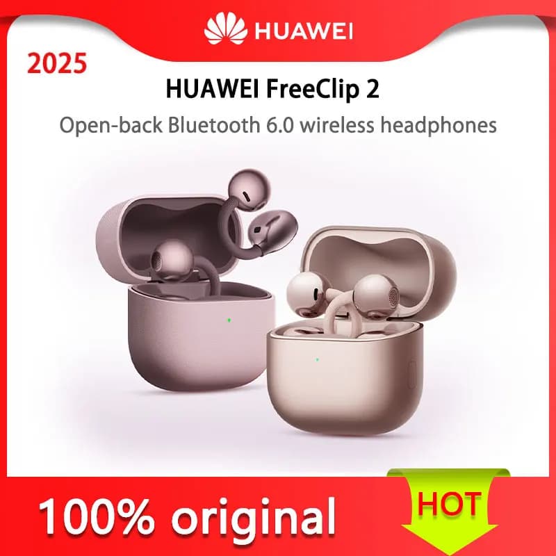 Bluetooth wireless earphones with Huawei FreeClip 2 clip