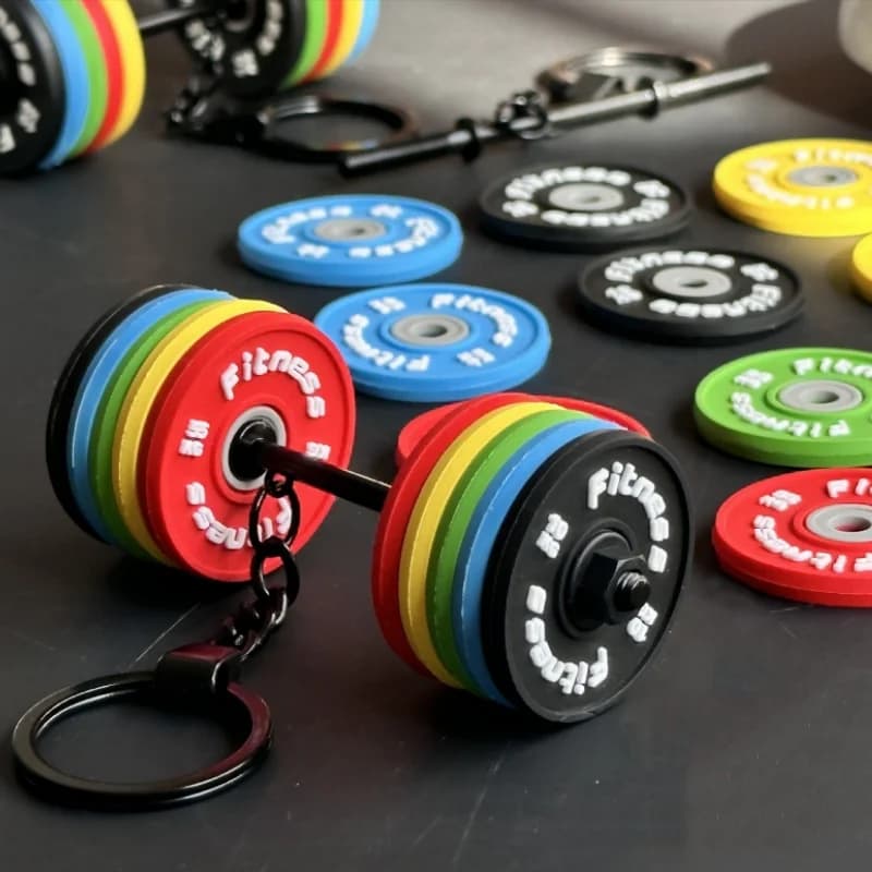 New Barbell Keychain DlY Silicone Dumbbell Keychain Gym Gifts for Gym Lovers Fitness Trainer Gift Backpack Car Key Pendant