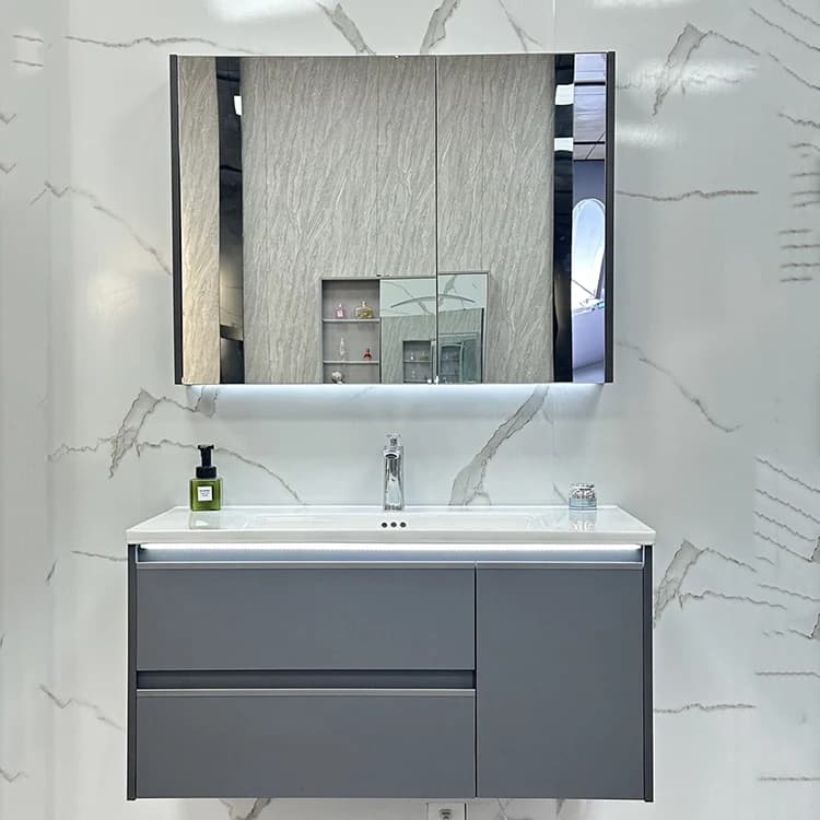 Mobile Bagno Moderno da Parete per Casa e Hotel con Lavabo e Specchio