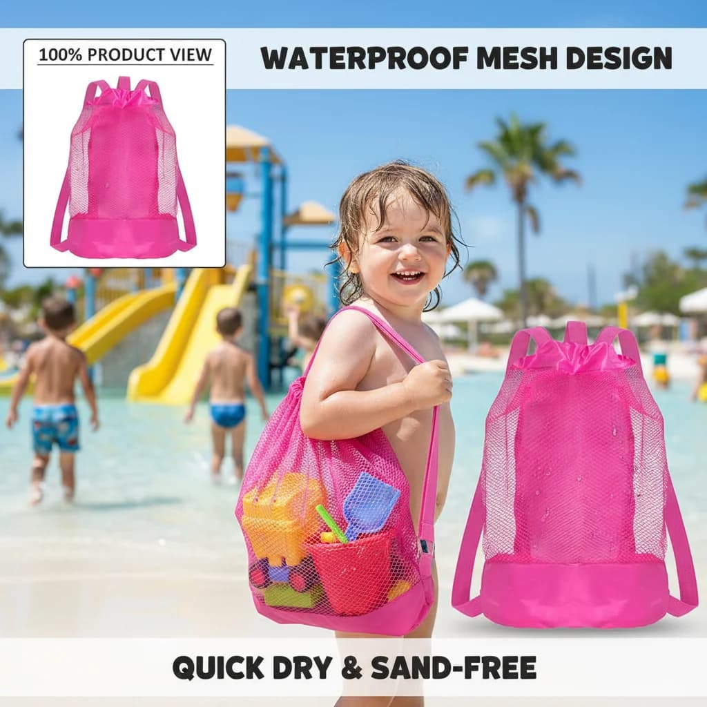 Borsa da Spiaggia Portatile - Zaino Portaoggetti per Giocattoli da Spiaggia, Essenziale per Vacanze in Famiglia e Divertimento Senza Sabbia
