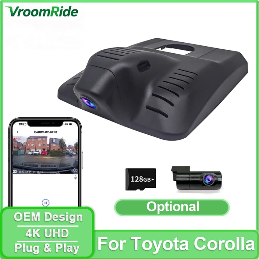 4K Dash Cam For Toyota Corolla Hybrid 2026 2025 2024 2023 2022 2021 2020 2019 Hatchback and Berlina Auto DVR UHD Night Vision