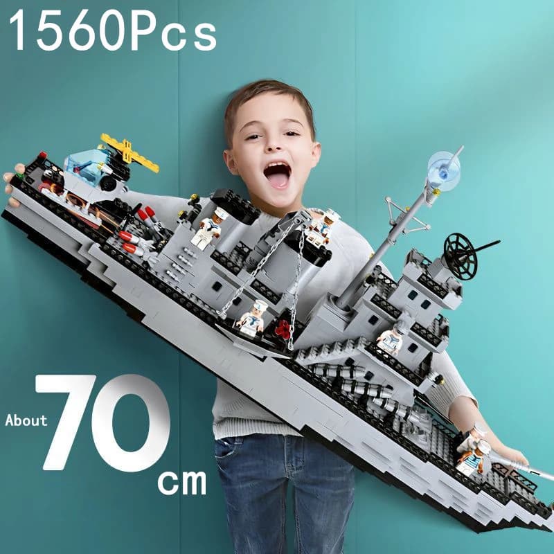 Huge Navy Warship Army Model Of 1560 Pieces, Multiform Combined Building Blocks 6 In 1, Kids Toy Set