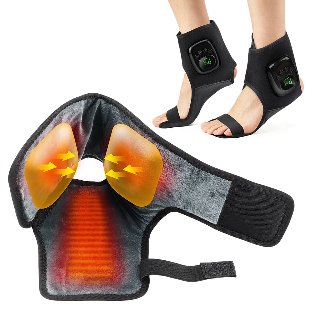 Air Compression Ankle Sole Massager Heating Dual Airbag Massage Wrap Brace for Foot Joint Electric Thermal Care Belts Relaxation