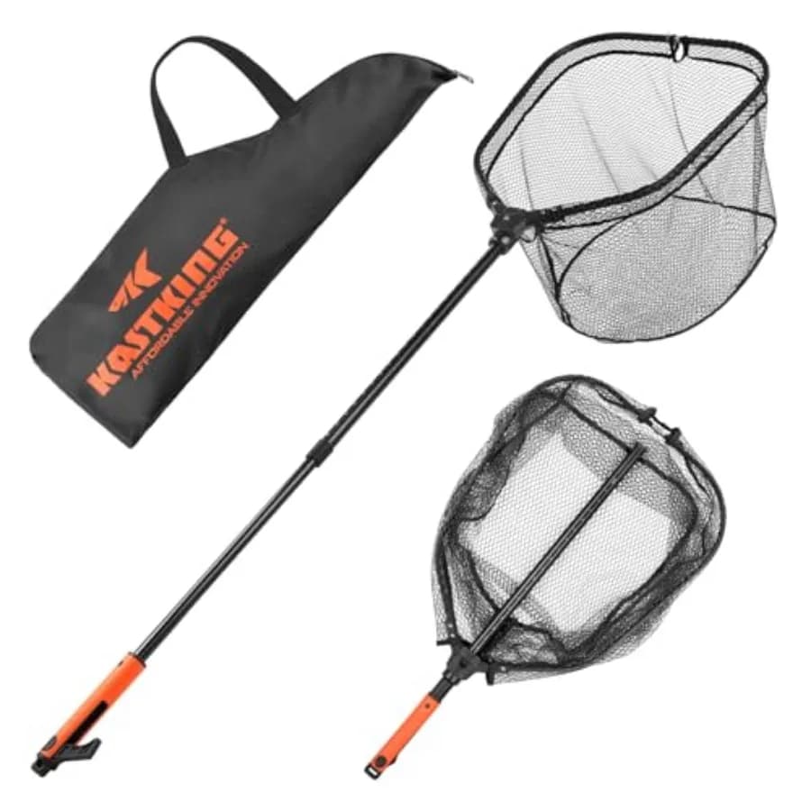 Brutus Folding Landing Net with Boat Hook, Foldable, Extendable, Lightweight and Strong, Multi-Functional Built-in Boat Hook, N