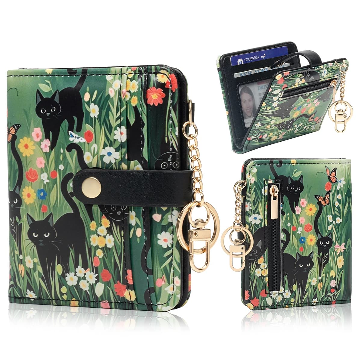 Portafoglio Antifurto RFID Ultra-Sottile in Pelle PU per Donna con Portachiavi e Porta Carte di Credito Luy Hour