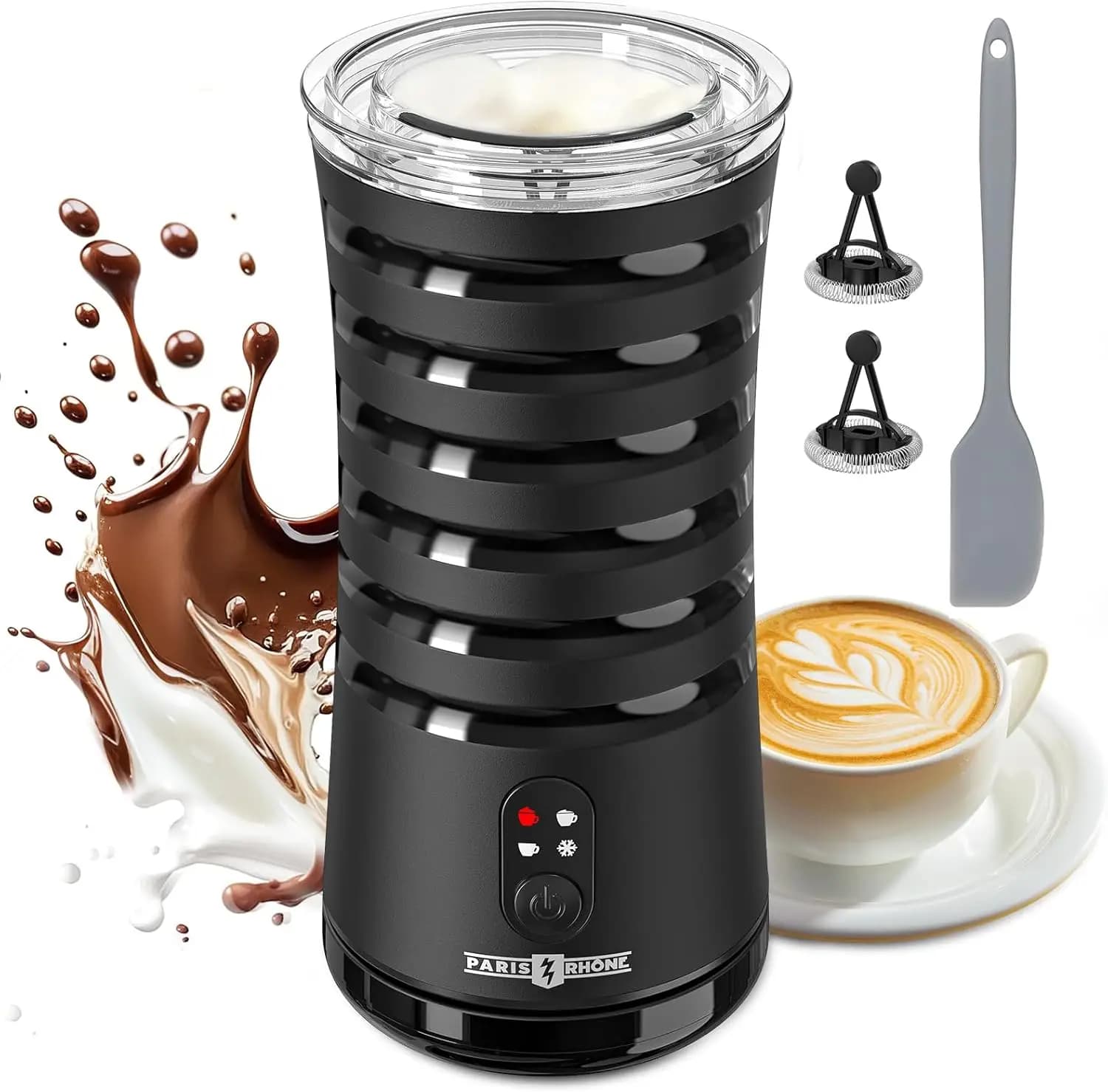 Montalatte 4-in-1 con Controllo della Temperatura, Spegnimento Automatico per Schiuma Calda e Fredda, Perfetto per Caffè e Latte