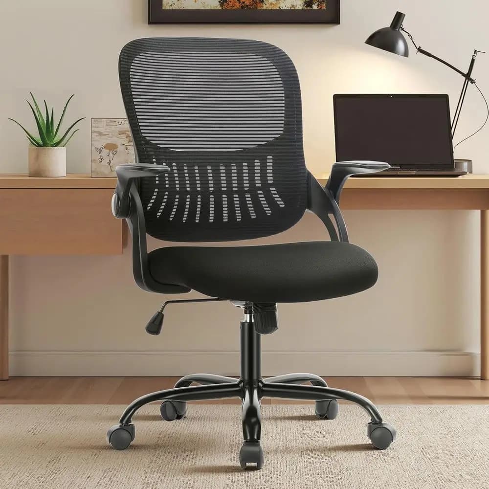 Sedia Girevole Ergonomica in Rete con Schienale e Supporto Lombare Regolabili per Ufficio Domestico, Comoda per Soggiorno, Studio e Sala Studio