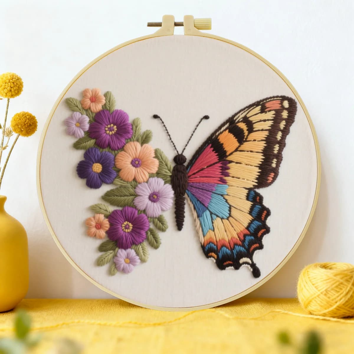1 pz 20X20 CM/15X15 CM 7.87/6.3 pollici Borsa Farfalla Ricamo Starter Kit FAI DA TE kit di ricamo FAI DA TE manualidades cucito arte