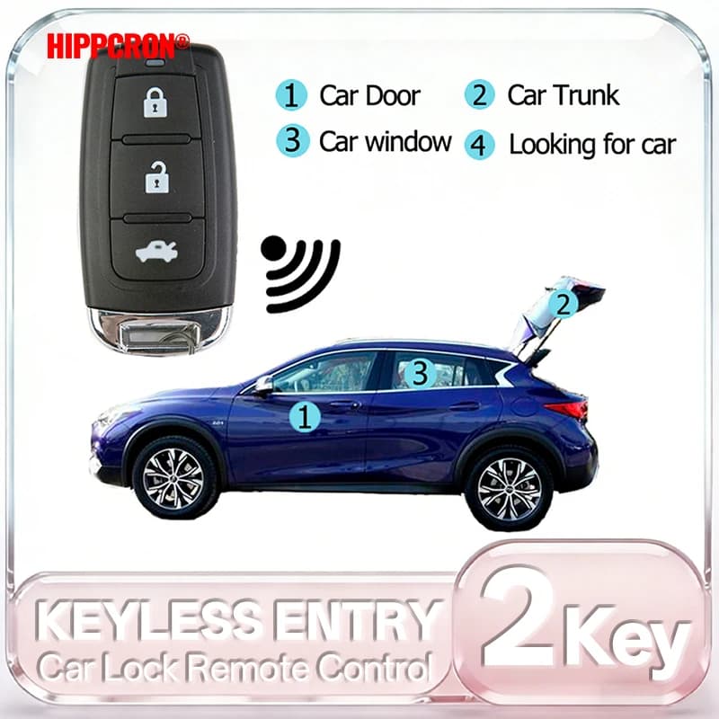 Sistema di chiusura centralizzata per auto HIPPCRON, sistema di blocco e sblocco centralizzato senza chiave, kit antifurto universale con 2 telecomandi