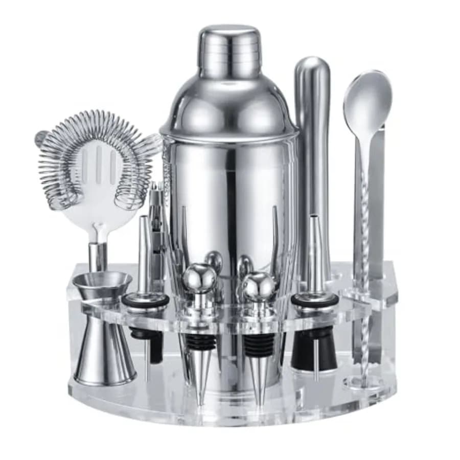 Set da Barman con Shaker per Cocktail in Acciaio Inox, Kit da Cocktail con 12 Accessori da Bar, Shaker da 25oz, Set da Bar per Miscelare Bevande
