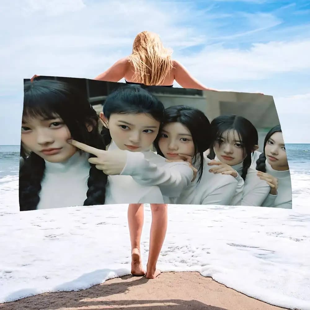 Kpop Group I-Illit Cute Girl Big Microfiber Beach Towels Quick Dry Towel Sand Beach Towels Pool Towel for Travel Swim Pool Yoga