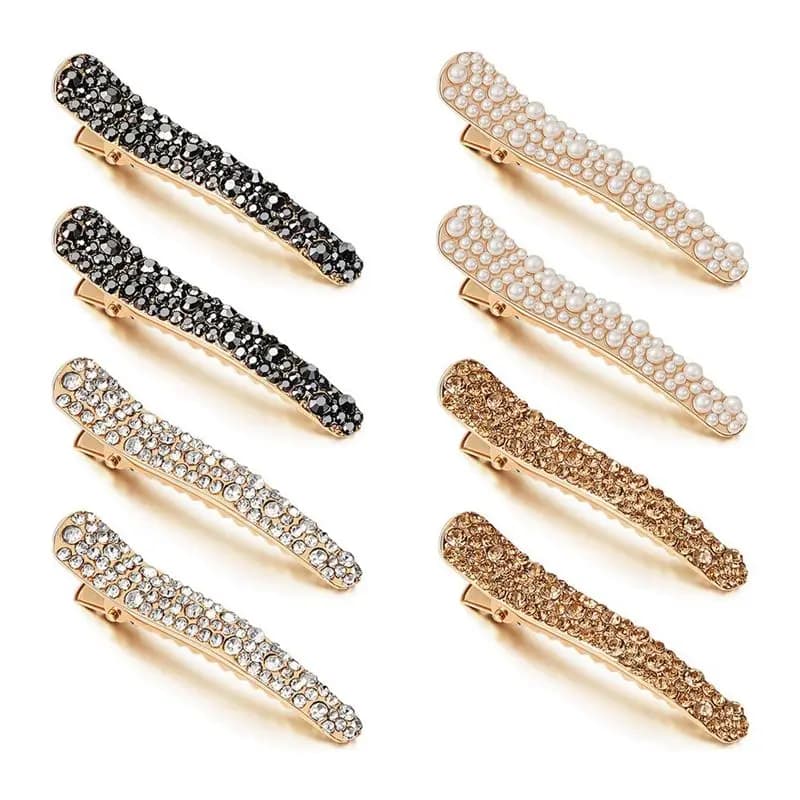 AEE4-8 pieces crocodile hair clips with strass duck hair clippers for women girls hair styling tools accessories
