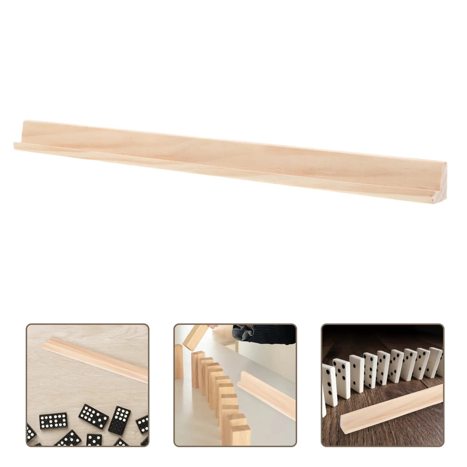 4 Pezzi Supporti in Legno Grezzo per Domino, Porta Tessere a Fila Singola per Mexican Train, Mahjong, Lettere e Numeri, Espositore Educativo