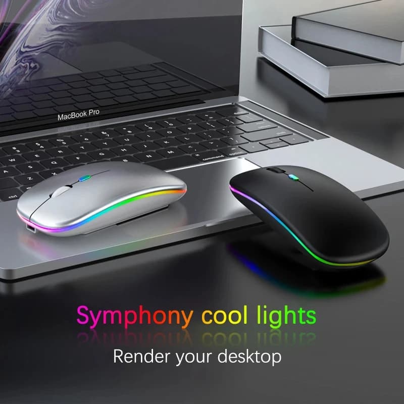 Mouse Wireless Dual Mode HOMEFISH PHONEPACE 2.4G Bluetooth Rechargeable Silent with LED Backlight for PC and Laptop