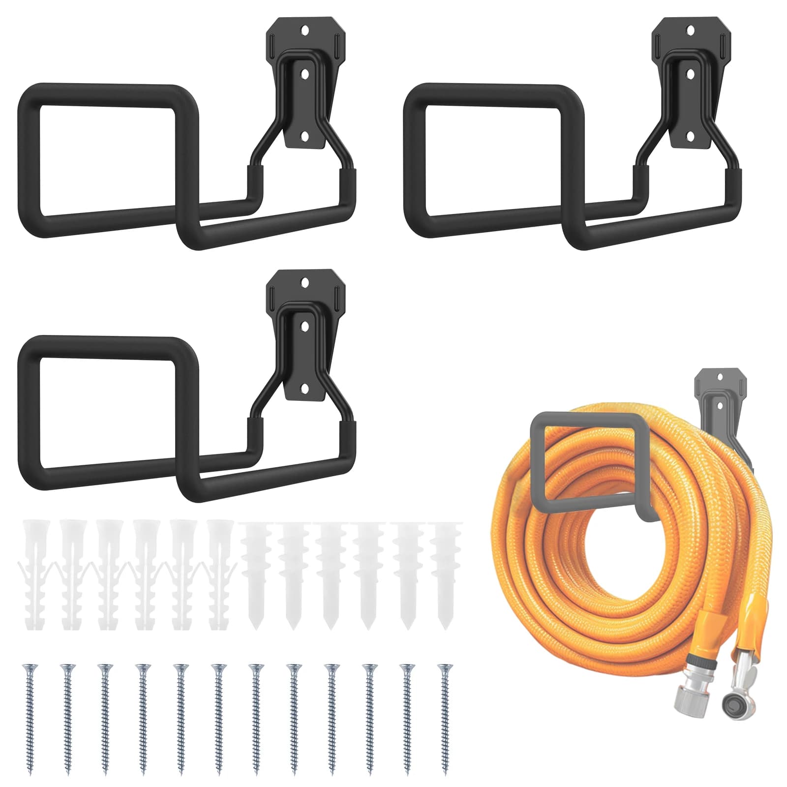 Set of 3 Supports for Metal Garden Pipe, Hanging Hooks Organizers Water Pipe Resistant, For Exterior, Interior, Garage and Courtyard