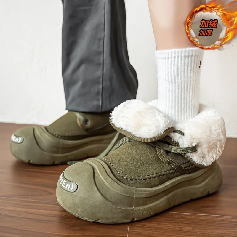 Scarponi da sci invernali verde militare da uomo Scarpe in cotone con allacciatura impermeabili isolate Scarpe da ginnastica da viaggio per arrampicata da trekking all'aperto antiscivolo