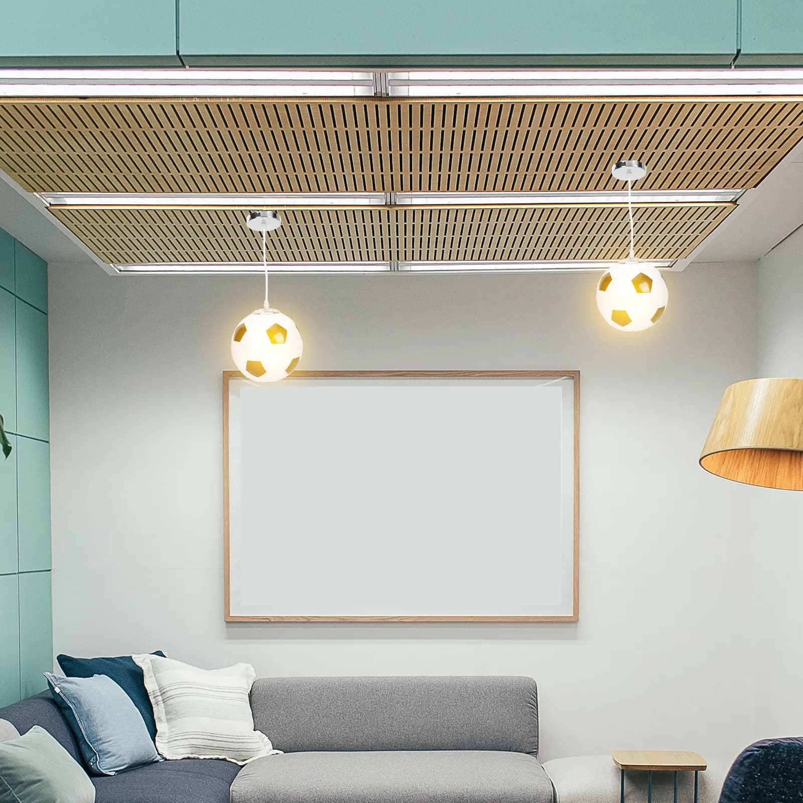 Lampada a Sospensione in Vetro a Forma di Pallone da Calcio, Lampadario Creativo per Camera da Letto, Soggiorno, Ristorante, Decorazione Moderna per la Casa
