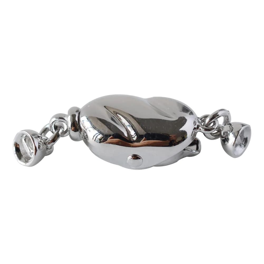 . 925 oval button closure with Sterling silver pillow for bracelet with pearl necklace, with terminal plugs, DIY accessories