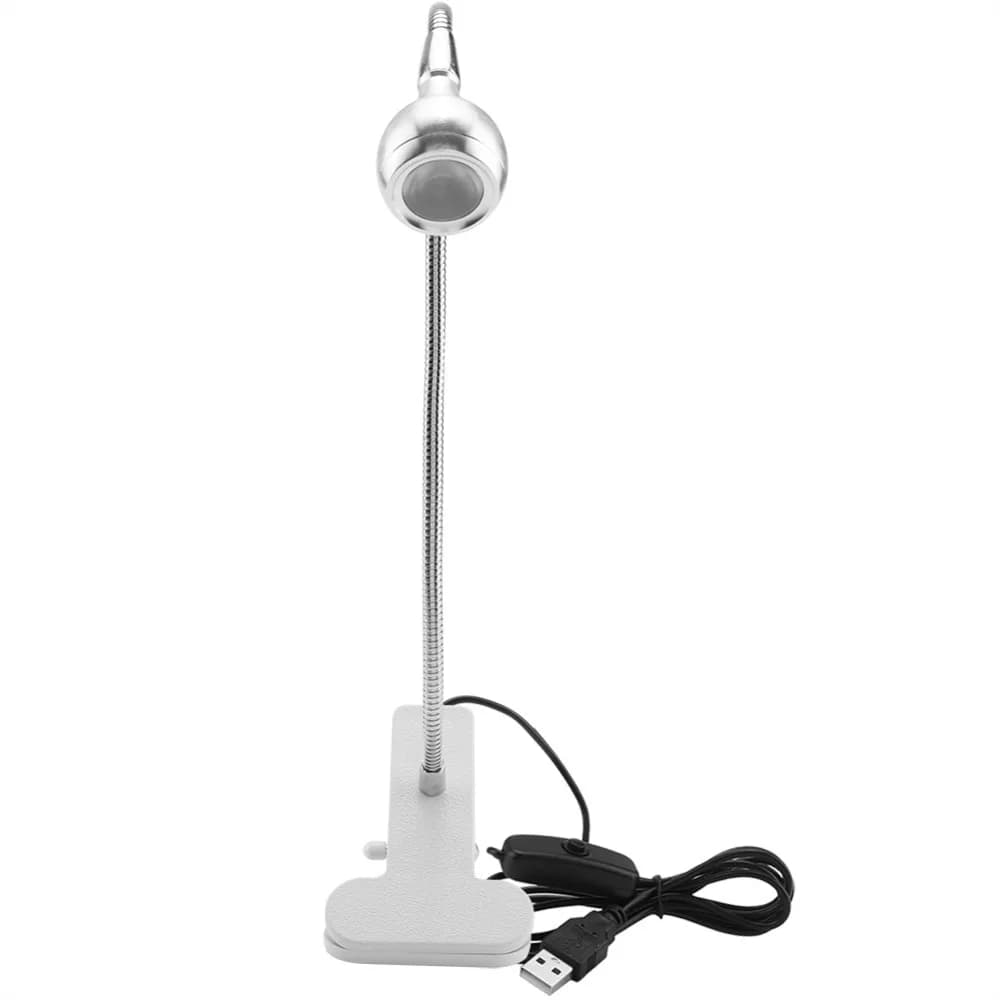 Lampada da Tavolo LED USB con Clip, Luce Notturna Flessibile a Collo d'Oca Regolabile, Mini Lampada da Scrivania 1W Alimentata USB, Luce LED con Clip per Lavori Artigianali