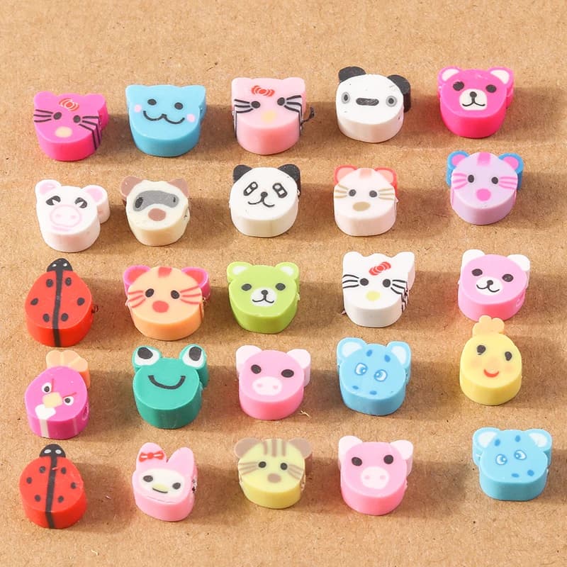 Simpatico cartone animato frutta animali pendenti in argilla polimerica distanziatore perline sfuse per creazione di gioielli accessori per braccialetti fatti a mano fai-da-te