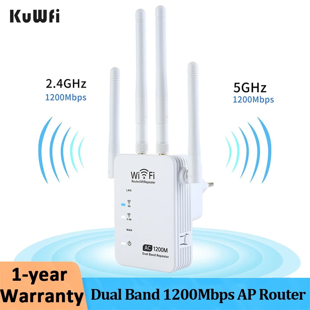 KuWfi 5G Ripetitore Wifi Dual Band 1200Mbps Router AP Amplificatore di segnale Wifi Extender Wi-Fi wireless Amplificatore di segnale a lungo raggio