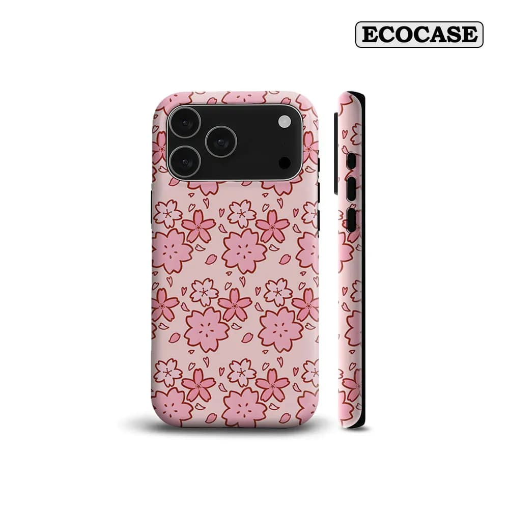 Soft Cherry Blossom Tile For Magnetic Phone Case For IPhone 18 17 16 15 14 13 Pro Max Plus Single Double-Layer Tough Case