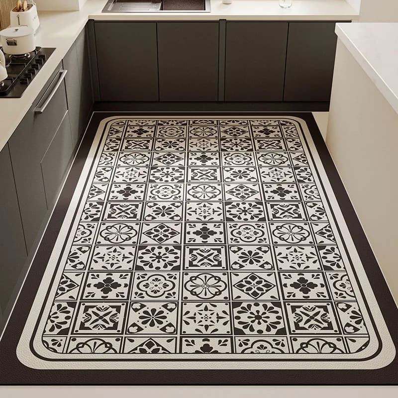 Floor Mat for Kitchen American Waterproof Oil-proof Carpet Pvc Leather Non-slip Foot Mats Big Size Home Decoration Rug Alfombrar