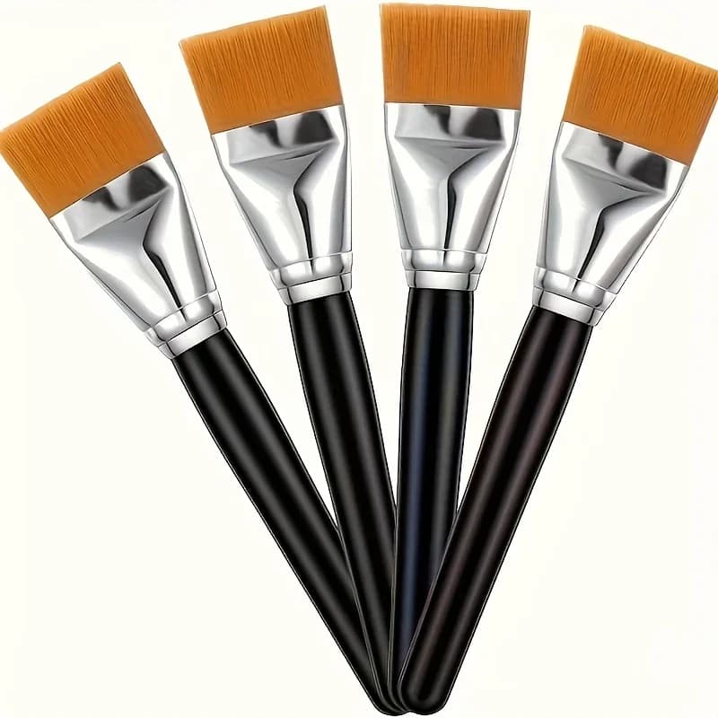 Pack of 4 flat-head brushes 1 1/2 inches, acrylic paint brushes with wooden handle, professional primer wide-head brush, suitable for canvas crafts mask painting