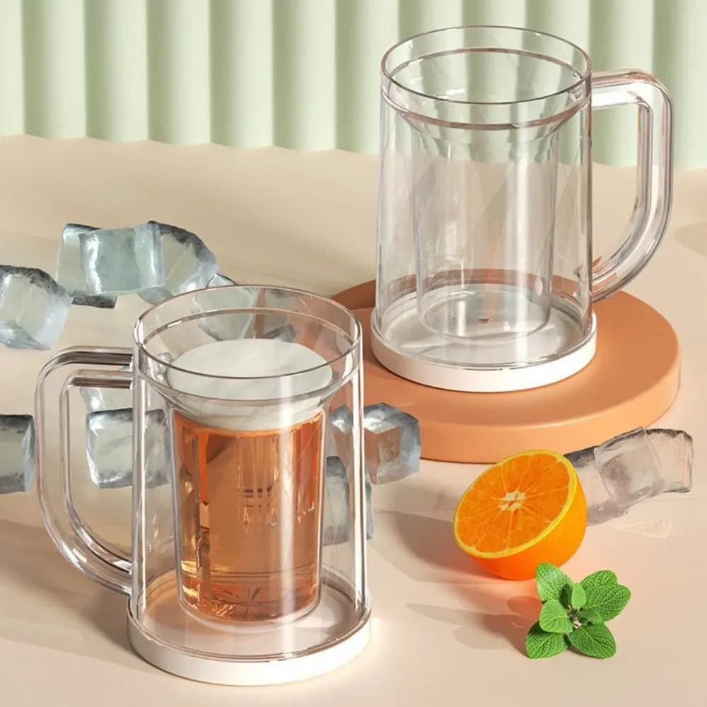 Bicchiere da Birra Congelabile con Manico, in PET/PP, Spesso, da 20oz, per Frigorifero, per l'Estate