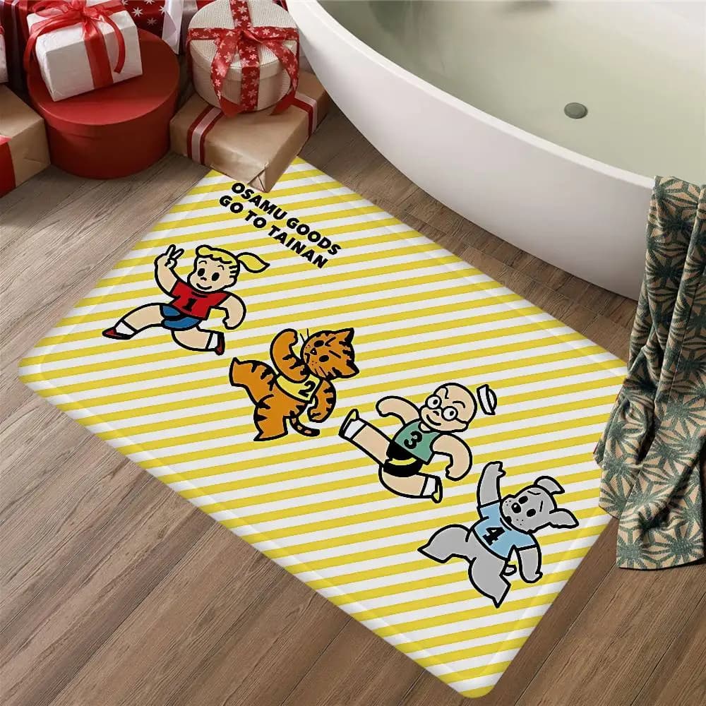 Tappetino da Pavimento Cartoon O-osamu, Stile INS, Morbido Tappeto per Camera da Letto, Lavanderia, Antiscivolo, per Uso Domestico