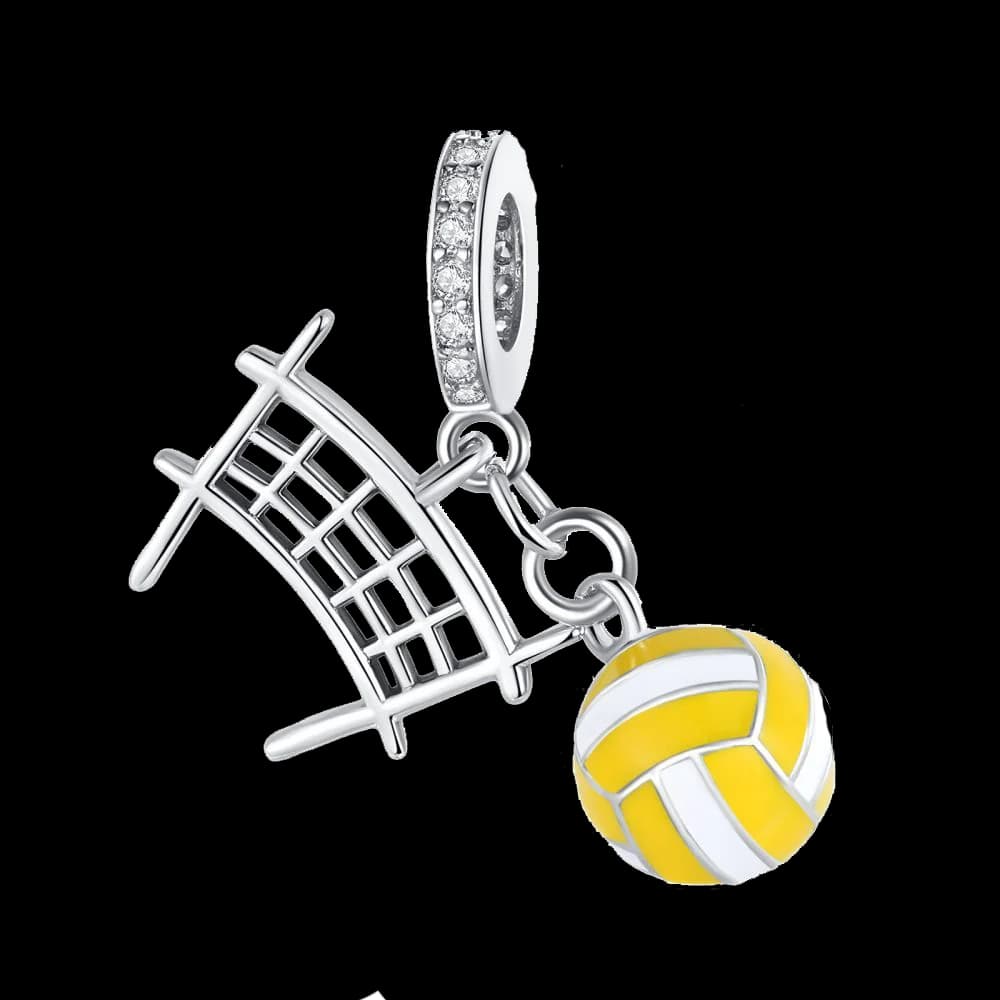 925 sterling silver volleyball and net pendant compatible with original bracelet, men's and women's DIY jewelry gift