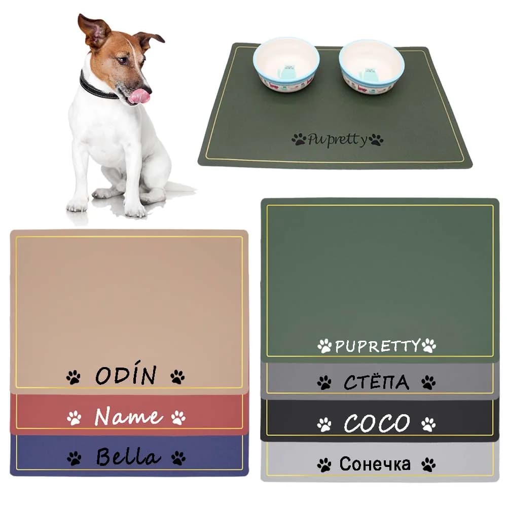 Tappetino per alimentazione animali domestici antiscivolo impermeabile per cane gatto personalizzato Phnom Penh tinta unita in silicone nome ID tovaglietta per alimenti facile lavaggio e trasportare
