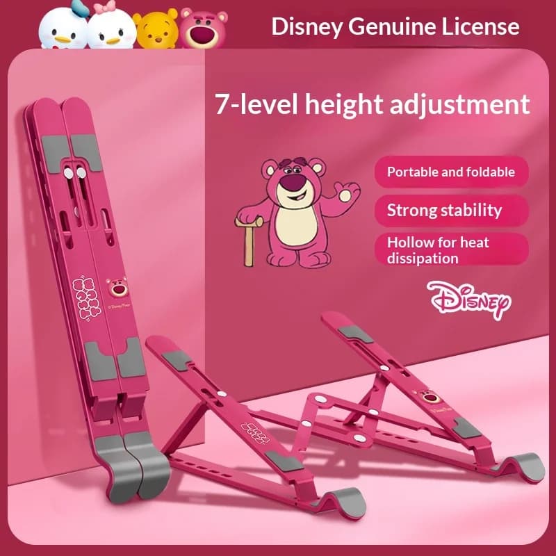 Disney Pixar Lotso Supporto per laptop pieghevole regolabile in altezza, supporto portatile per raffreddamento del desktop, per tablet, laptop, ufficio, casa