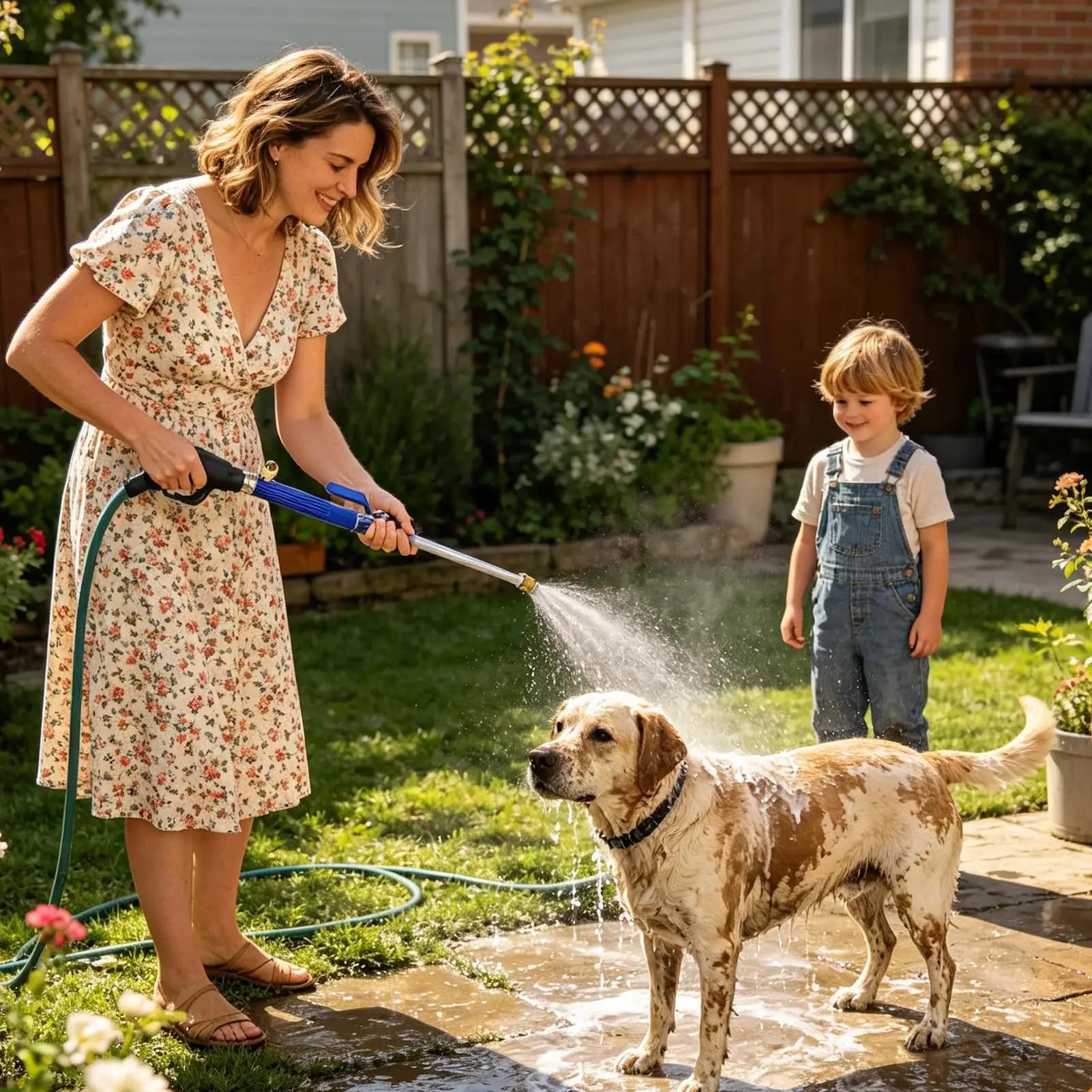 Ugello per Tubo Flessibile ad Alta Pressione Ergonomico per Irrigazione Giardino, Prato, Patio, Lavaggio Auto, Pulizia, Doccia e Scarichi per Animali Domestici