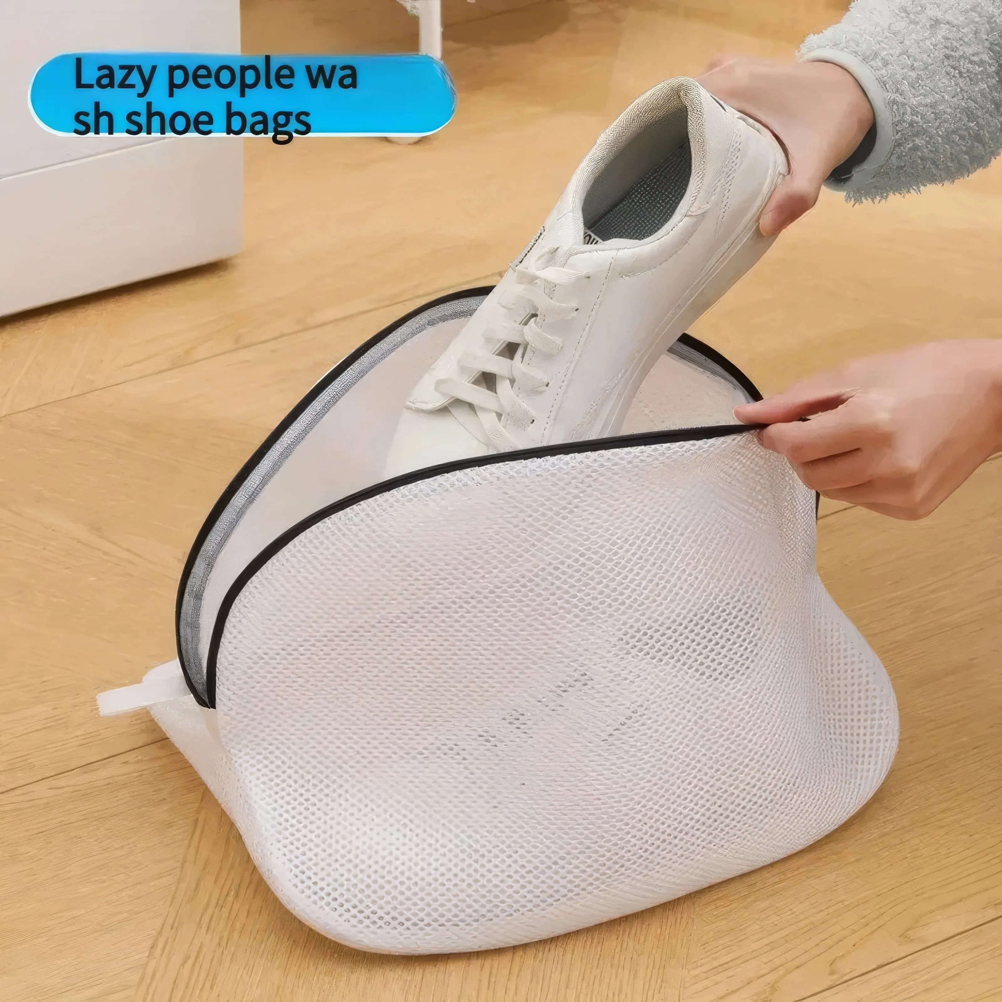 Borsa per Scarpe in Rete Bianca, con Cerniera per Sicurezza, Resistente e Portatile, Adatta per Viaggi e Uso Familiare