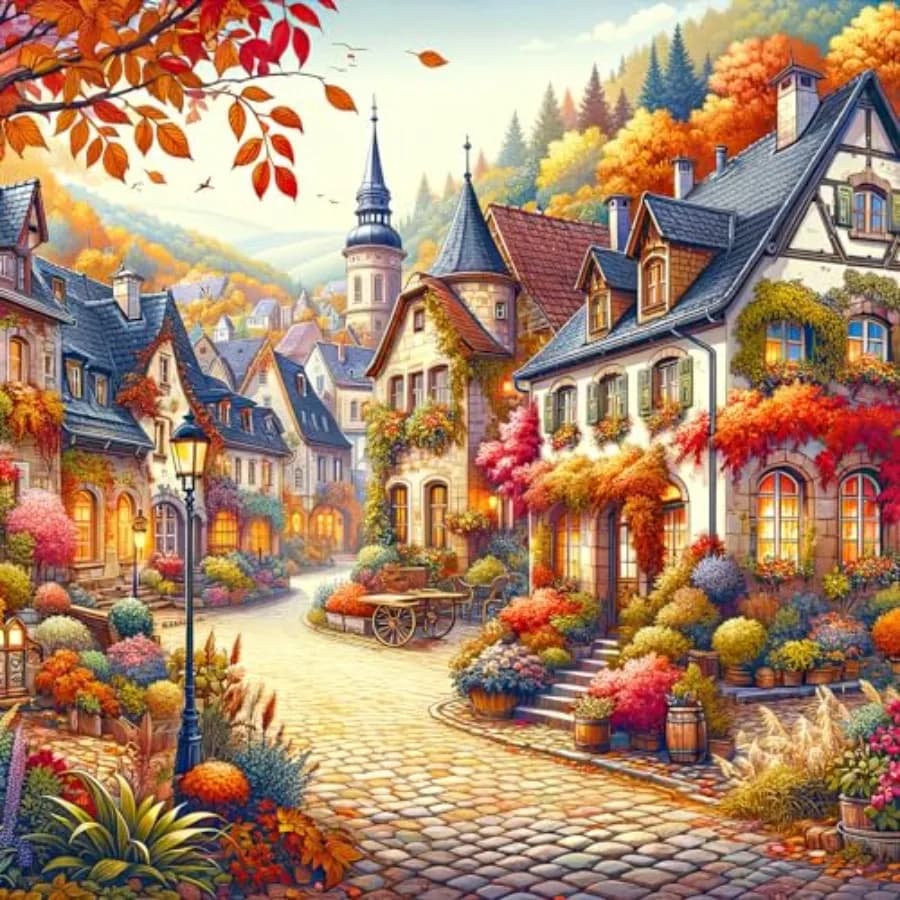 Puzzle per Adulti 1024 Pezzi Città Autunnale, Incastro Perfetto, Lettere sul Retro, Senza Polvere, Decorazione per la Casa, Gioco per Uomini